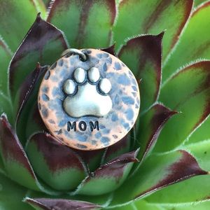 Sterling Silver Paw Print on Copper Pendant Handmade pendant/ charm
